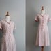 Vintage 50s Dress / 40s 50s Pink Stripe Cotton Dress / 1950s Day Dress