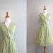 50s Dress / Vintage 1950s Green Check Day Dress / 50s Cotton Wrap Dress