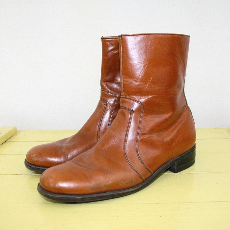 60's Leather Beatle Ankle Flat Boots