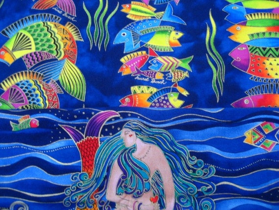 LAUREL BURCH OCEAN SONGS mermaid fabric 6 fat quarter pack