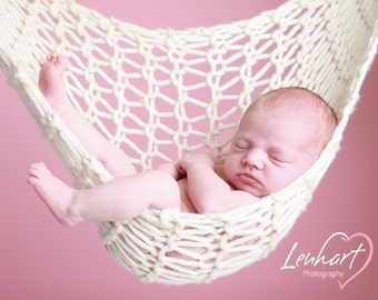 Cream Knit Baby Hammock, Newborn Photography Prop - Sling, Cocoon, Hanging, Stork Pouch, Hand Knitted Baby Hammock, Choose Your Color