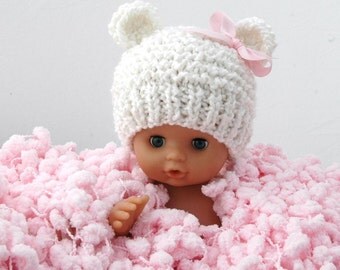 Newborn Baby Bear Hat, Knit Bear Hat, Baby Beanie Hat, Newborn Photo Prop, Vegan Baby Hat, Baby Boy Hat, Baby Girl Hat, Knitted Baby Hat