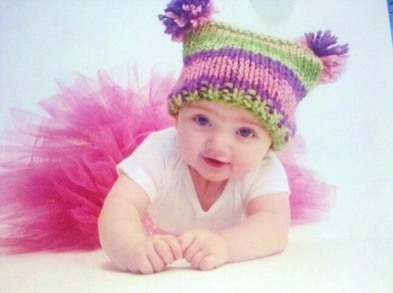 KNITTING PATTERN Baby Jester Hat With Pom Poms PDF