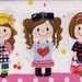 60 x 110 cm Japanese Cotton Fabric Cute Big Girl Border Polka Dots Sweets Pink