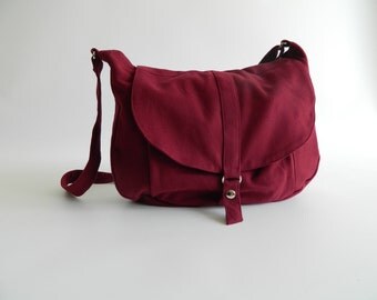 SALE 30% - Rose Red messenger bag,Canvas diaper bag ,Women shoulder bag,Cross body tote bag , Travel Handbag / no.12 KYLIE