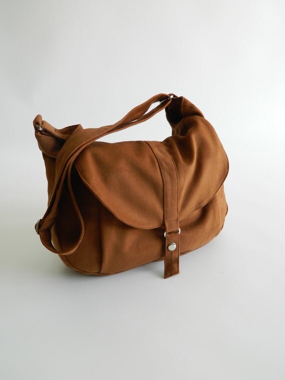 SALE 30 Cognac canvas Messenger bag Shoulder bagDiaper