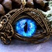 Gothic Steampunk Bronze Evil Eye Pendant Bright Blue
