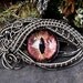 Gothic Steampunk Sable Evil Eye Pendant Gold and Red