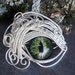 Gothic Steampunk Silver Evil Eye Pendant in Gold and Green