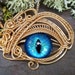 Gothic Steampunk Gold Evil Eye Pendant Turquoise Blue