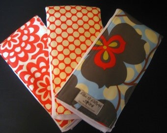 Linen Morning Glory Cherry Burpie Trio with Premium 6 Ply NOT Birdseye..Over 100 Unique Style