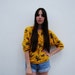1990s Mustard Yellow Splatter Paint Shirt Size S