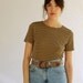 1990s Brown and Black Striped Shirt Size S