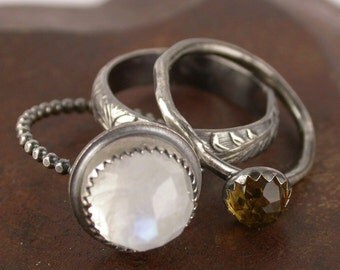 Moonstone Ring Sterling Silver - Stacking Rings - Engagement - Wedding - Birthstone - Made to Order