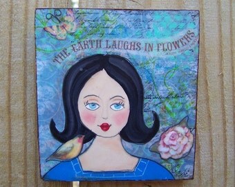 Inspirational Original Mixed Media Encaustic Painting Portrait