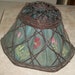 Antique Victorian Wicker Lamp Shade with Painted Silk Lining