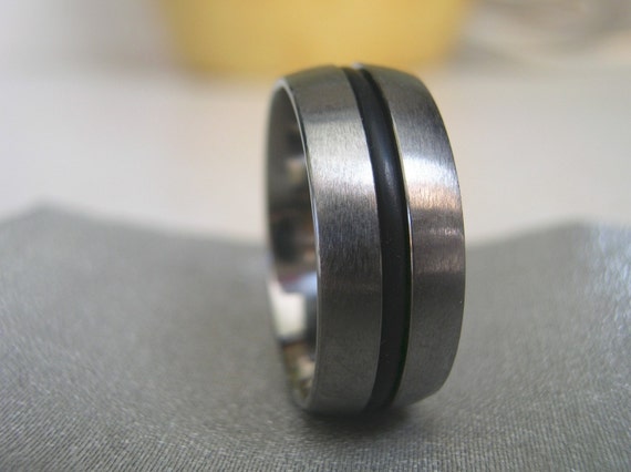 Items similar to Titanium Black Rubber Ring or Wedding Anniversary Band ...