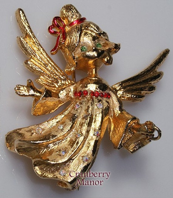 Vintage Rhinestone Angel Brooch by MYLU