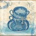 blue willow pattern tea cups 7x7 art print
