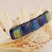 Royal blue dichroic fused glass barrette - french barrette - 3.5"