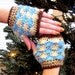 RESERVED Tan Beige and Brown Fingerless Shorty Mitts XL