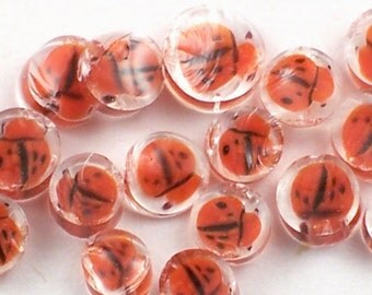 Handmade Lampwork Murrine Ladybugs II 104 COE Murrini Slices 15