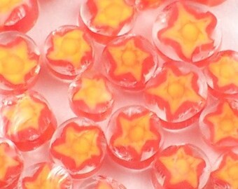 Handmade Lampwork Murrine Orange Stars 104 COE Murrini Slices 20