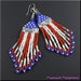 US American Flag Seed Bead Fringe Dangle Earrings