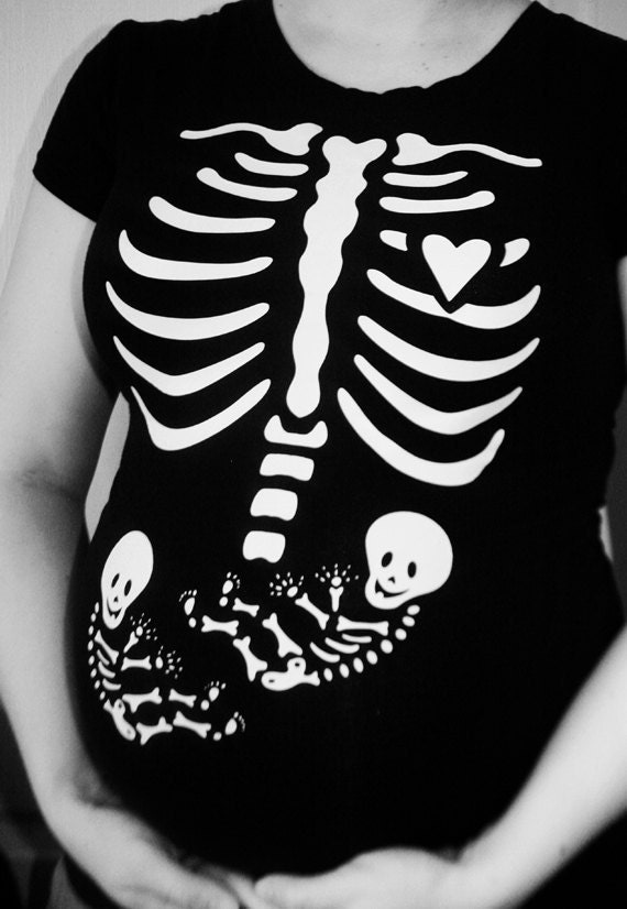Maternity Halloween Costume Iron On Mom Pregnant Skeleton