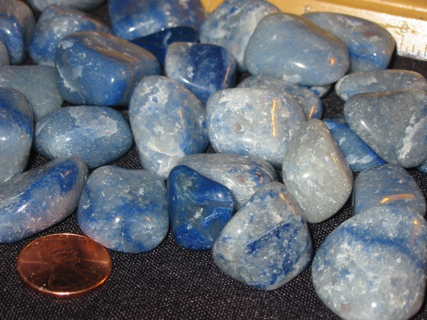7 tumbled blue quartz Dumorterite light blue dark