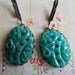 Vintage Green Pierced and Molded Glass Cabochon Earrings Cherry Brand 1950's Japan with Brass