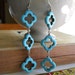 Super Long Turquoise Stone Beaded Earrings with Silver Ear Wires