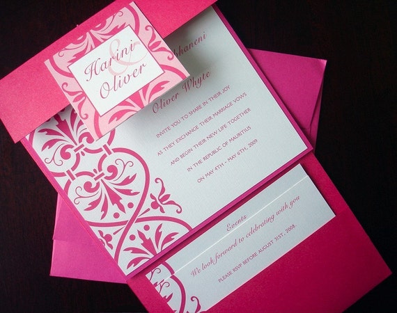 Fuchsia pink wedding invitations