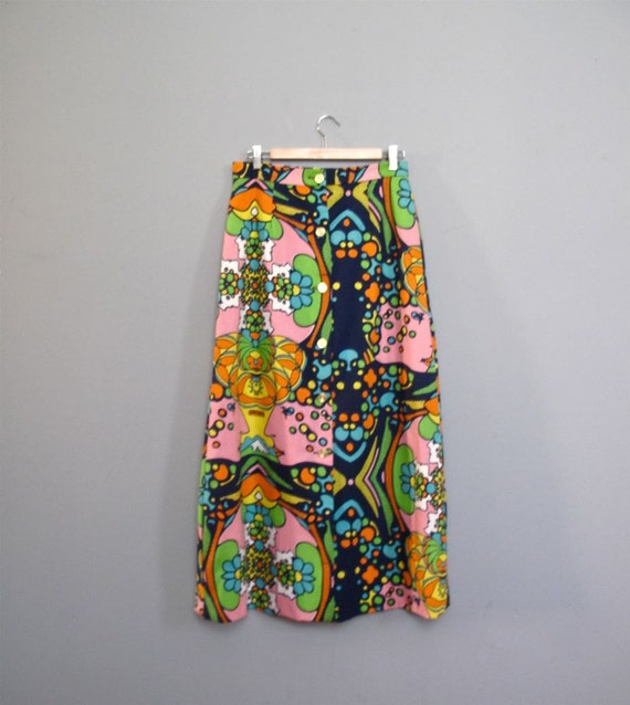 1970s PETER MAX psychedelic maxi skirt M L