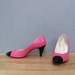 s a l e vintage NEON PINK two tone black heels 6.5 - 7