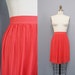 vintage CORAL neon silk pleated mini skirt XS S
