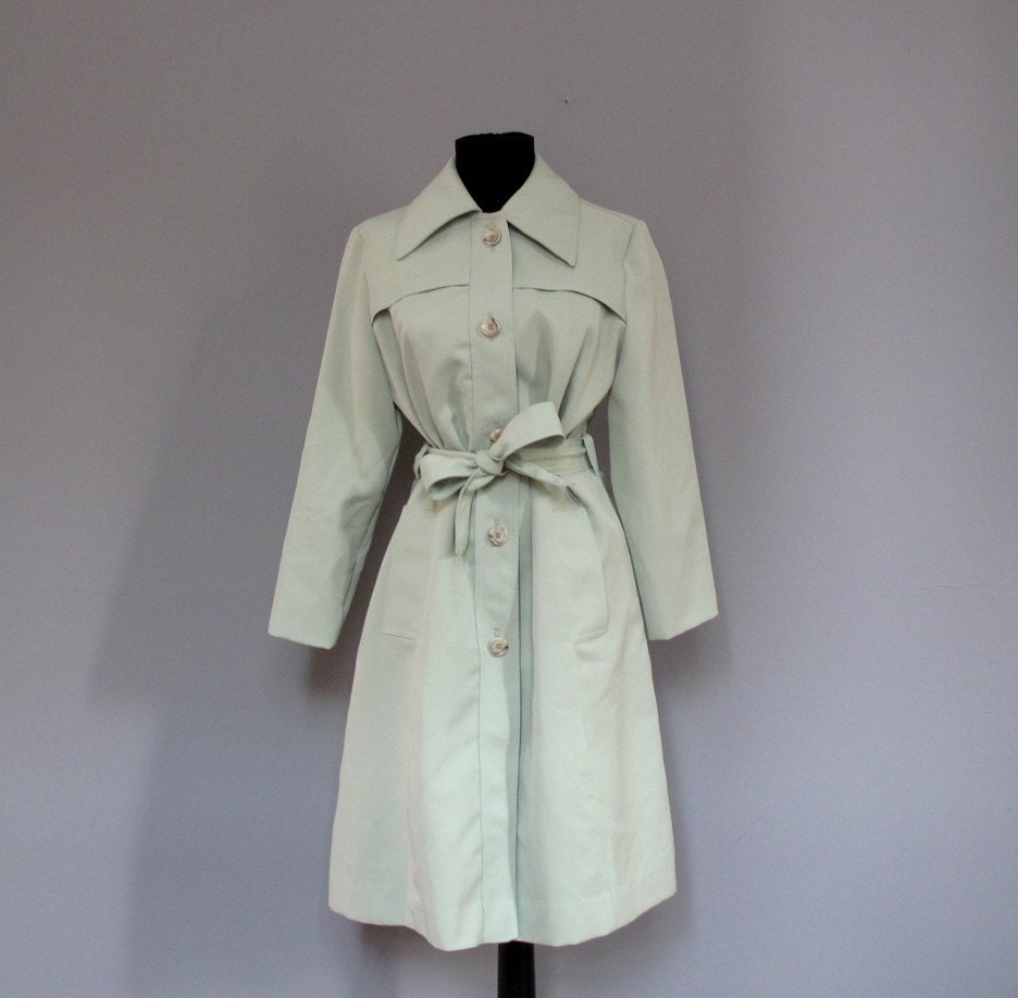 vintage mint GREEN trench coat S