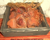 12 Hand Poured Primitive Spice Rubbed Mini Heart Melts-Tarts-Apple spice-OFG TEAM