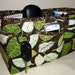 Quilted Large Purse Organizer Insert With 4" Depth Enclosed Bottom - Green Leaves on Brown
