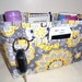 Purse Organizer Insert With Enclosed Bottom -New 4" Depth - Shades of Gray and Yellow Print