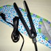 Quilted Flat Iron or Curling Iron Cover - Turquoise With Small White Flowers