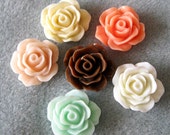 24pcs Acrylic Lucite Resin Ruffled Rose Flower Cabochon You Choose Colors 19mm 923-x4u