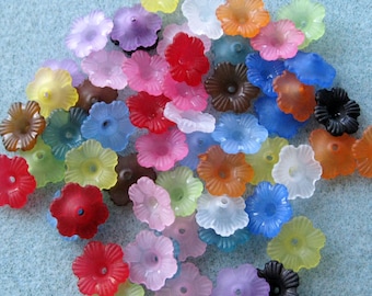 You Pick Colors Frosted Acrylic Lucite Flower Bead Mix 12mm 403