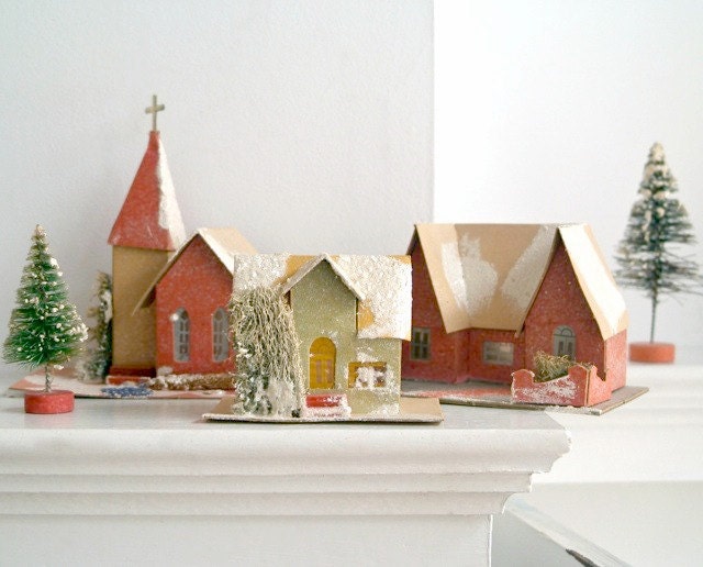 Vintage Cardboard Christmas Village