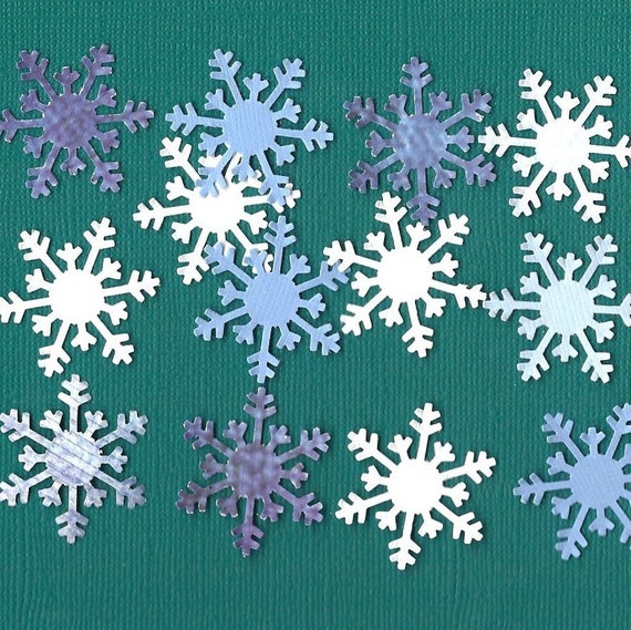 60 Hand Punched Large Cardstock Snowflakes Blues White And