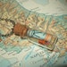 Miniature Glass Bottle Necklace / Map and Treasure /No. 152