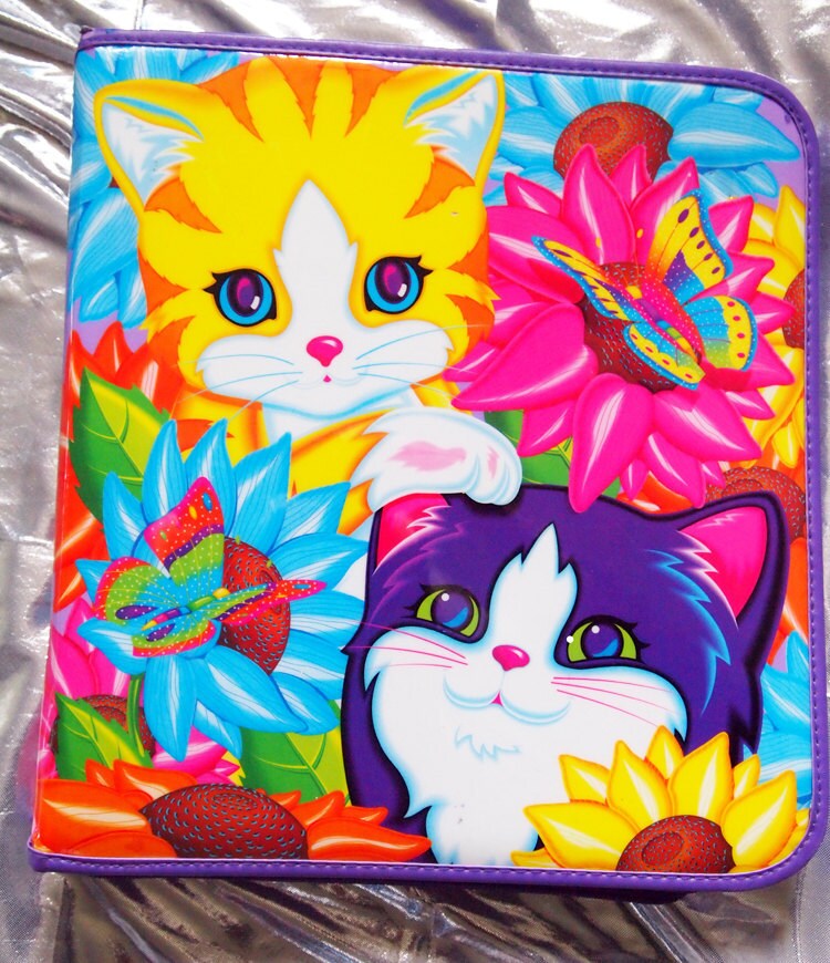 LISA FRANK// Vintage 90s Style Kitty Cat Colorful Binder Rad