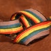Vegan Belt, Frayed Rainbow Design, Size Medium with Black canvas