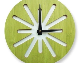 10in Green Splat Bamboo Wall Clock
