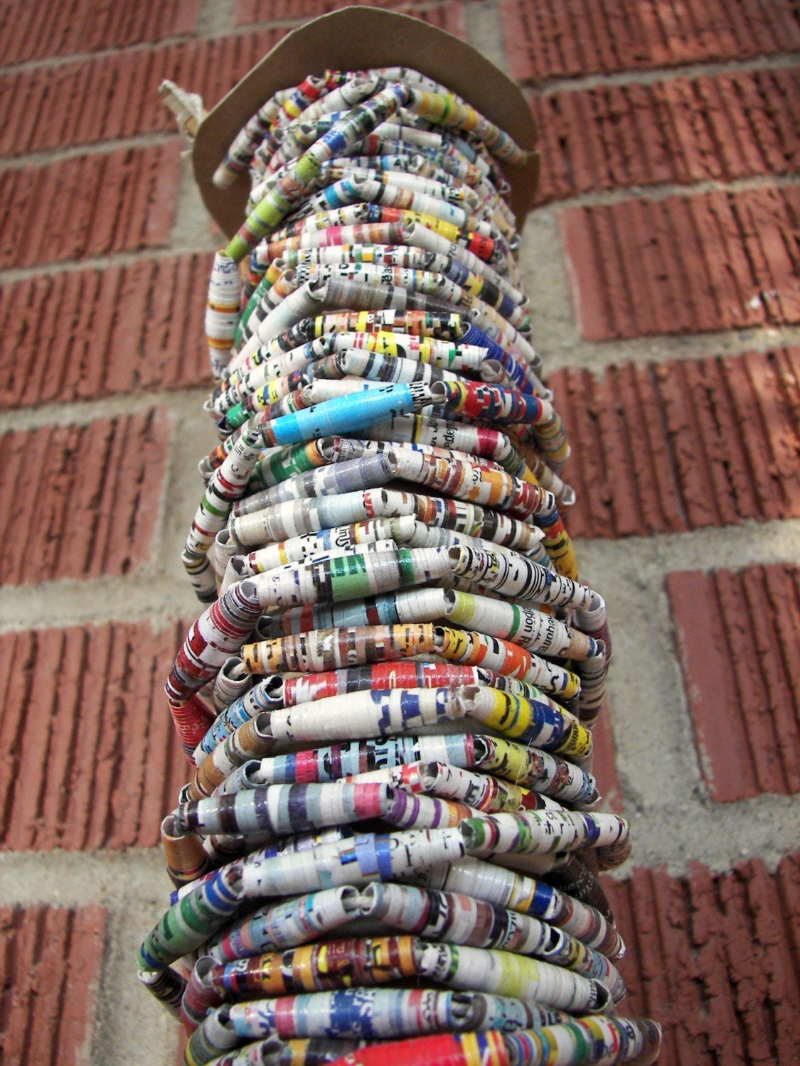 Upcycled paper bead garland, rolled paper beads, hand made decoration, tree garland, handmade garland, strung beads, christmas decoration